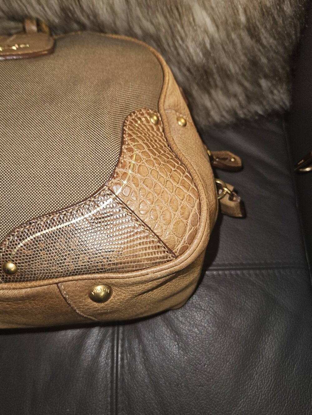 PradaLogo Jacquard Shoulder Bag - Picture 12 of 14